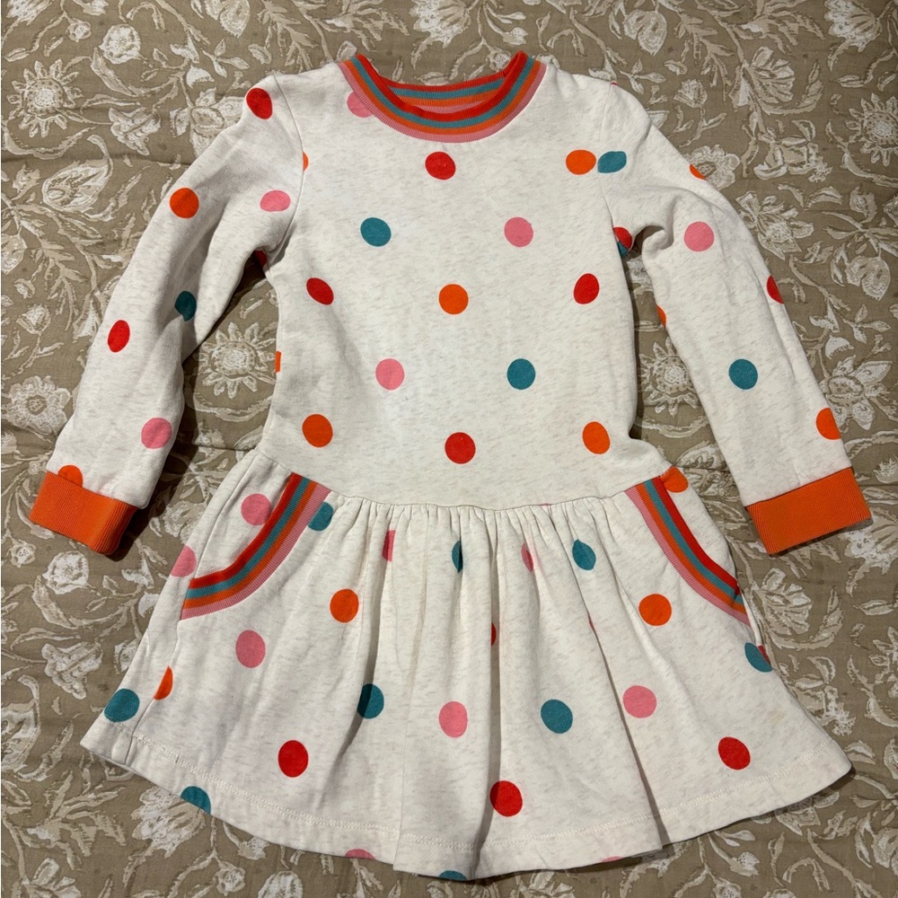 Mini boden polka dot sweatshirt dress in size 3-4 years